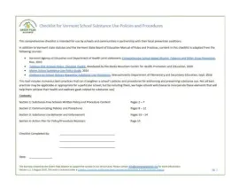 Screenshot of Vermont School Substance Use Policies and Procedures document